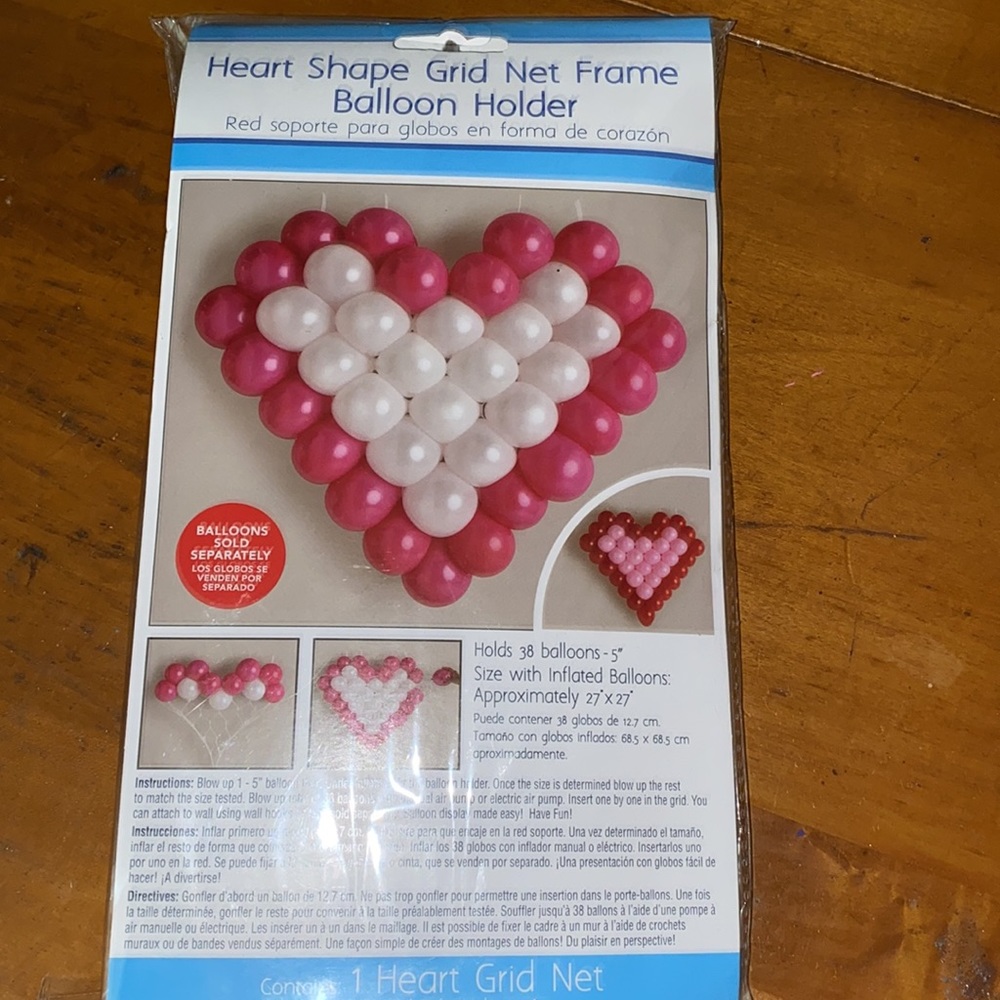 NIP LARGE HEART SHAPED GRID NET FRAME BALLOON HOLDER HOLDS 38 5’ balloons